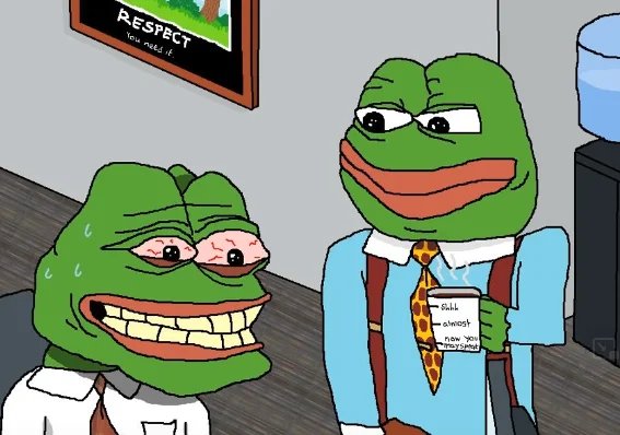 An image of pepe the wagie with his boss