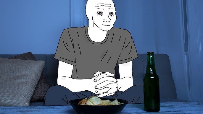 An image of wojak thinking about life